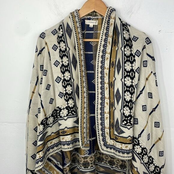 Freeway Waterfall Shawl Wrap Cardigan Sweater Aztec Print Long sleeves sz Large - Picture 9 of 16
